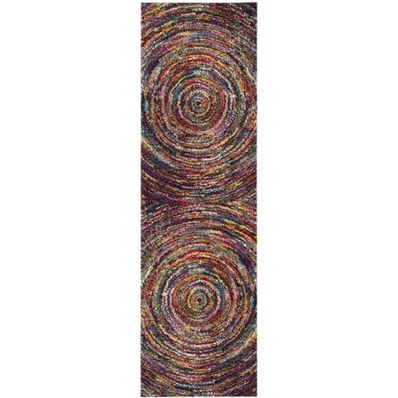 Flowers First 2 ft. 3 in. x 8 ft. Fiesta Shag Power Loomed Runner Rug, Multi Color FL1860170